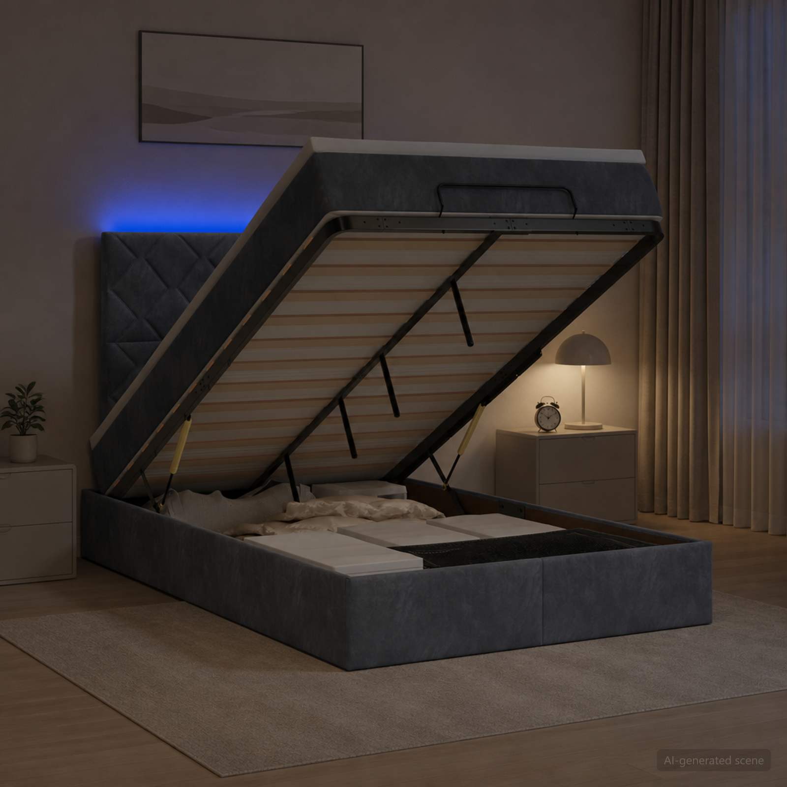 Krevet od pjene s madracem i LED-om Tamnosiva 120 x 190 cm