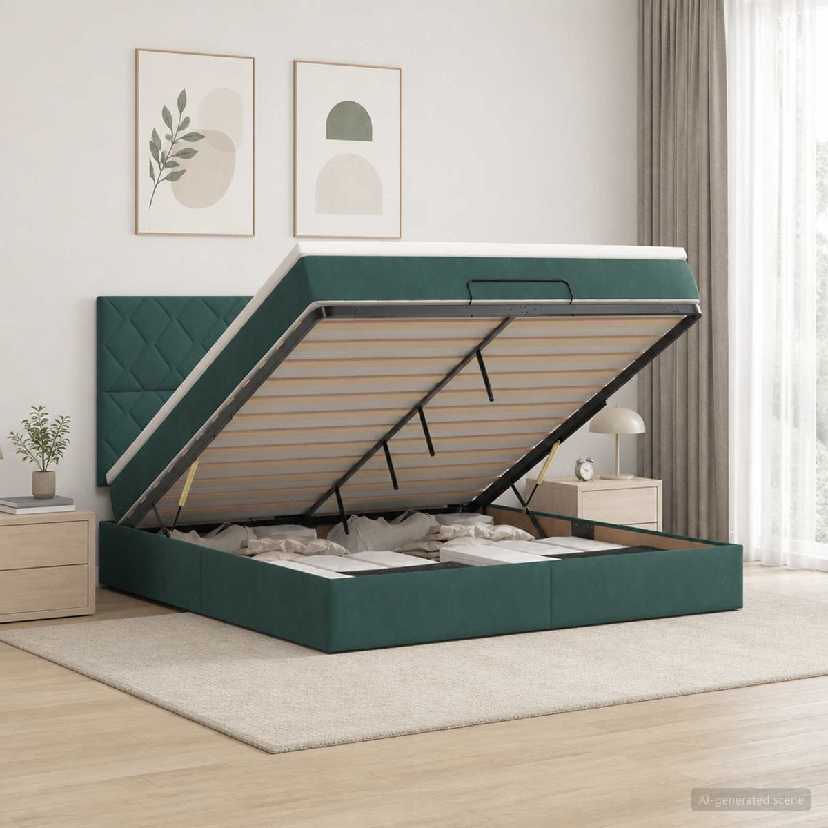 Krevet od pjene s madracem i LED-om Tamnozelena 140 x 190 cm