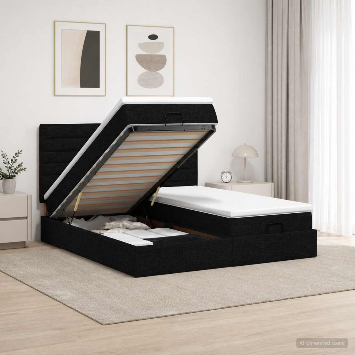 Krevet od pjene s madracem i LED-om Crna 180 x 200 cm Tkanina