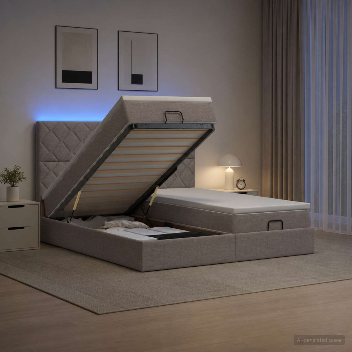 Krevet od pjene s madracem i LED-om Sivosmeđa 200 x 200 cm