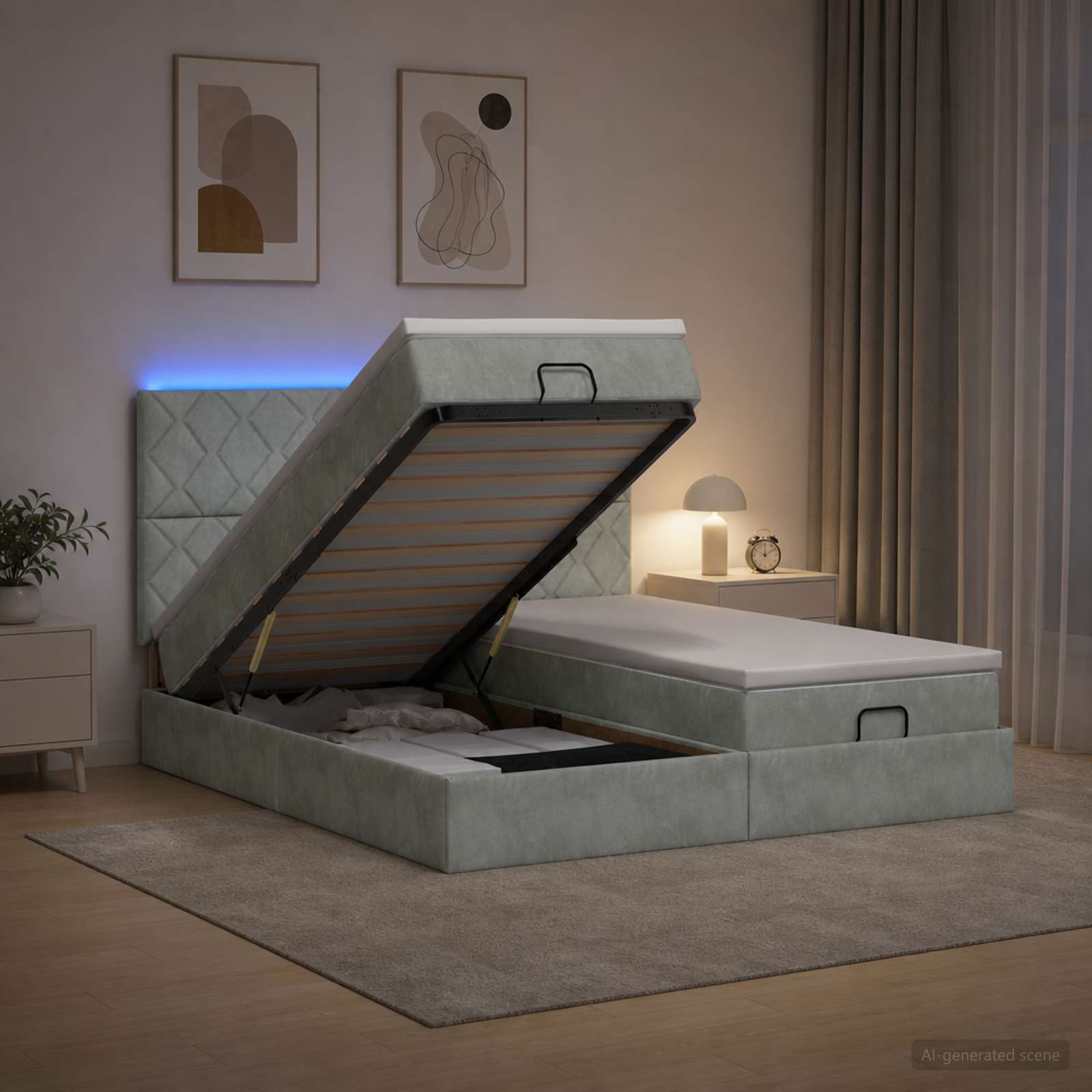 Krevet od pjene s madracem i LED-om Svjetlosiva 180 x 200 cm