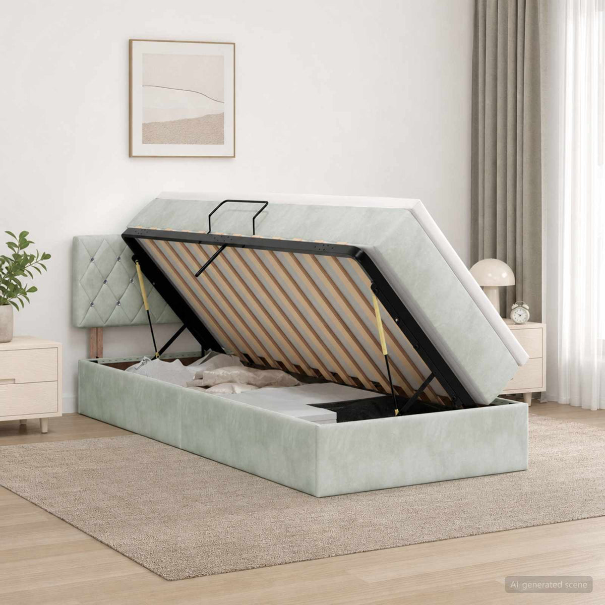 Krevet s od storage Svjetlosiva 100 x 200 cm Baršun