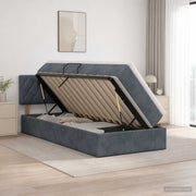 Krevet s od storage s uzglavljem Tamnosiva 90 x 200 cm Baršun