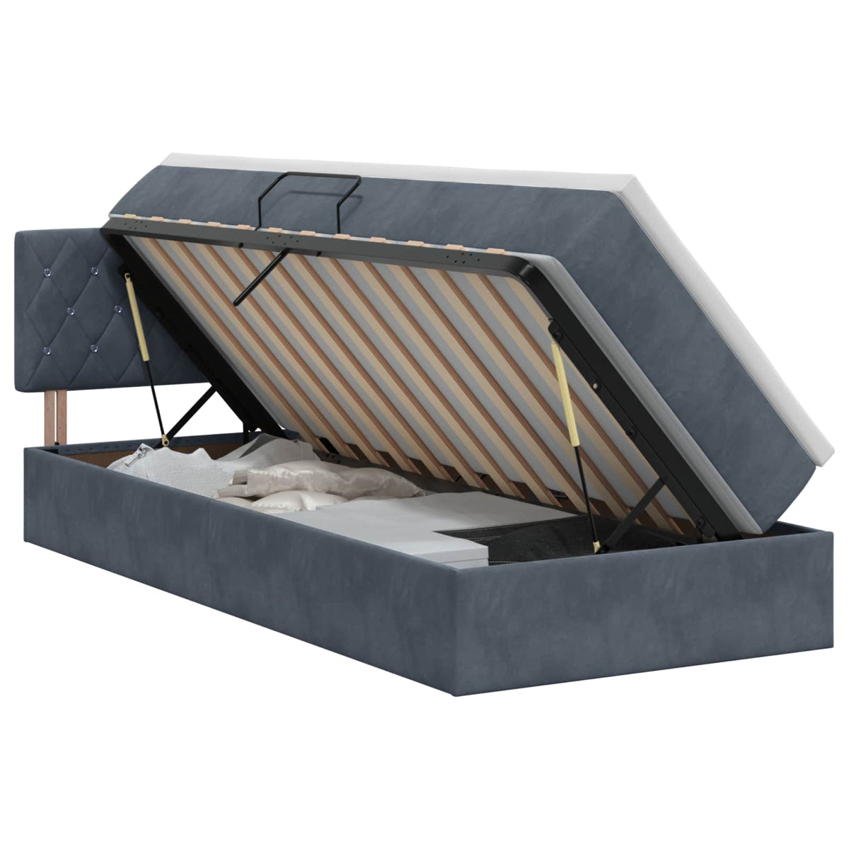 Krevet s od storage s uzglavljem Tamnosiva 90 x 200 cm Baršun