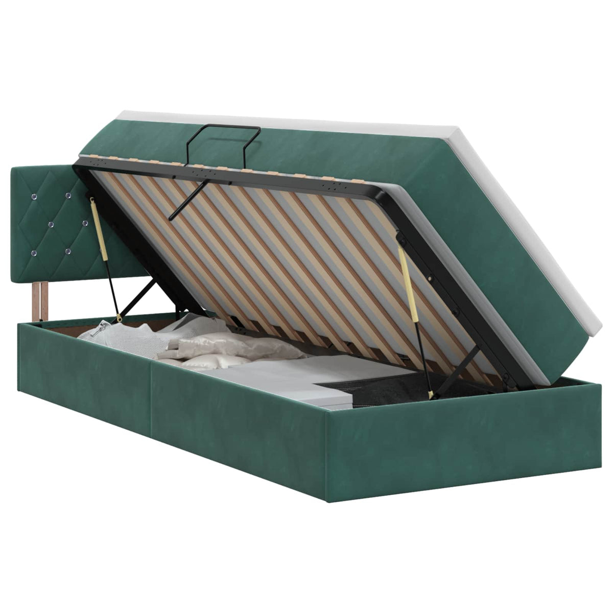Krevet s od storage Tamnozelena 100 x 200 cm Baršun