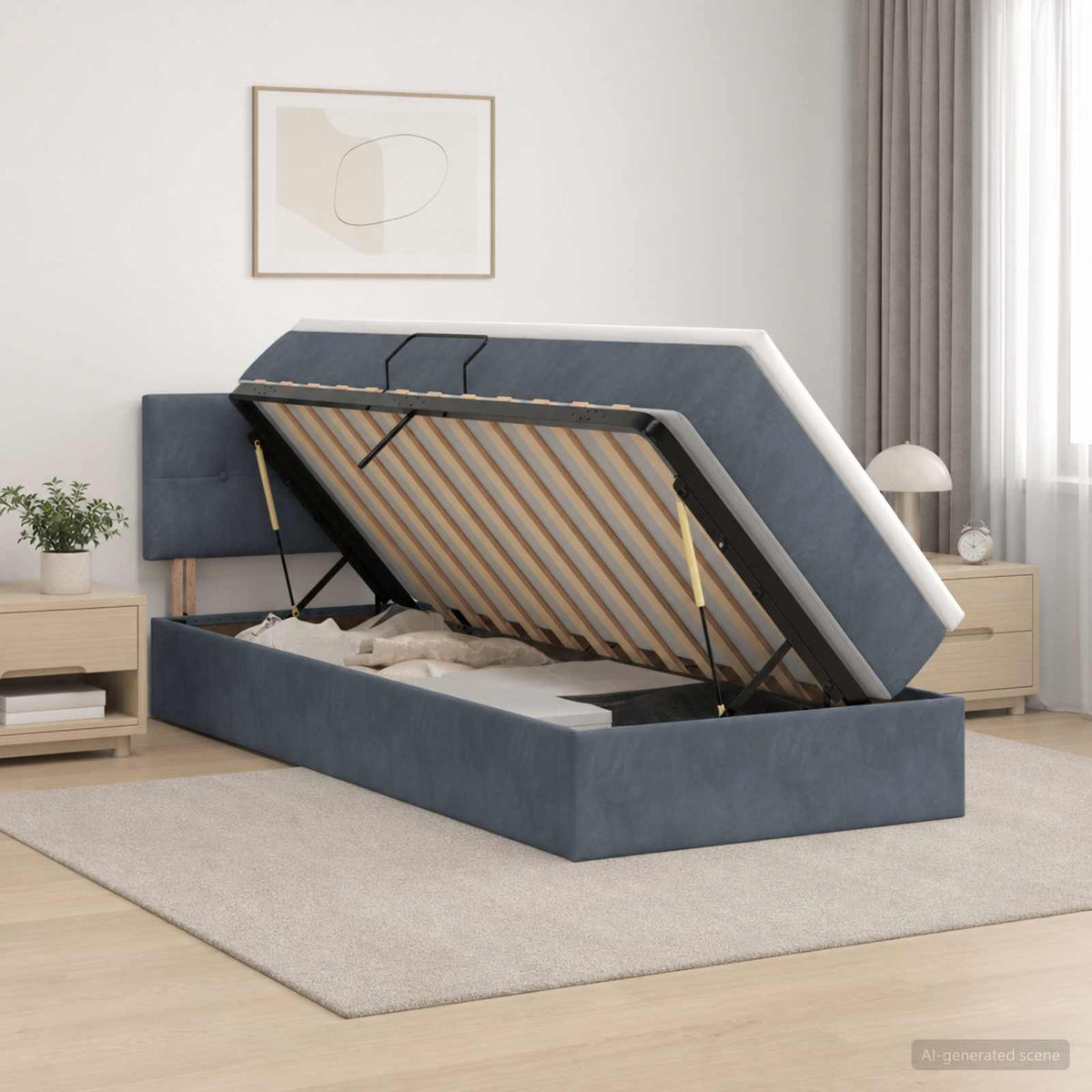 Krevet s od storage s uzglavljem Tamnosiva 90 x 200 cm Baršun