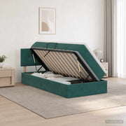 Krevet s od storage Tamnozelena 100 x 200 cm Baršun