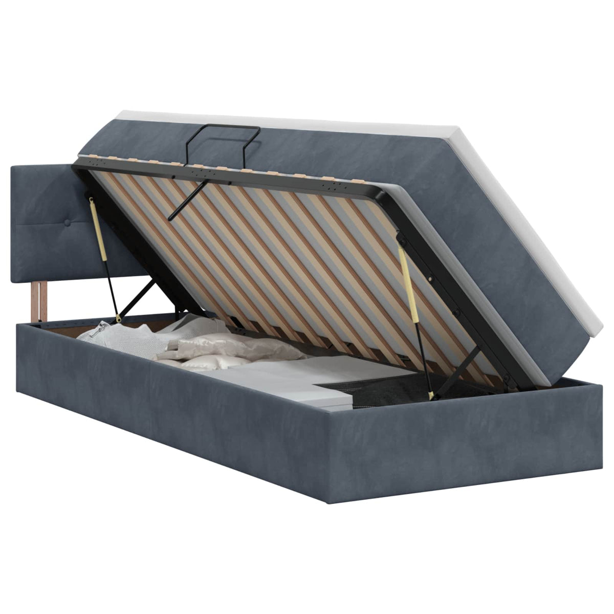 Krevet s od storage s uzglavljem Tamnosiva 90 x 200 cm Baršun