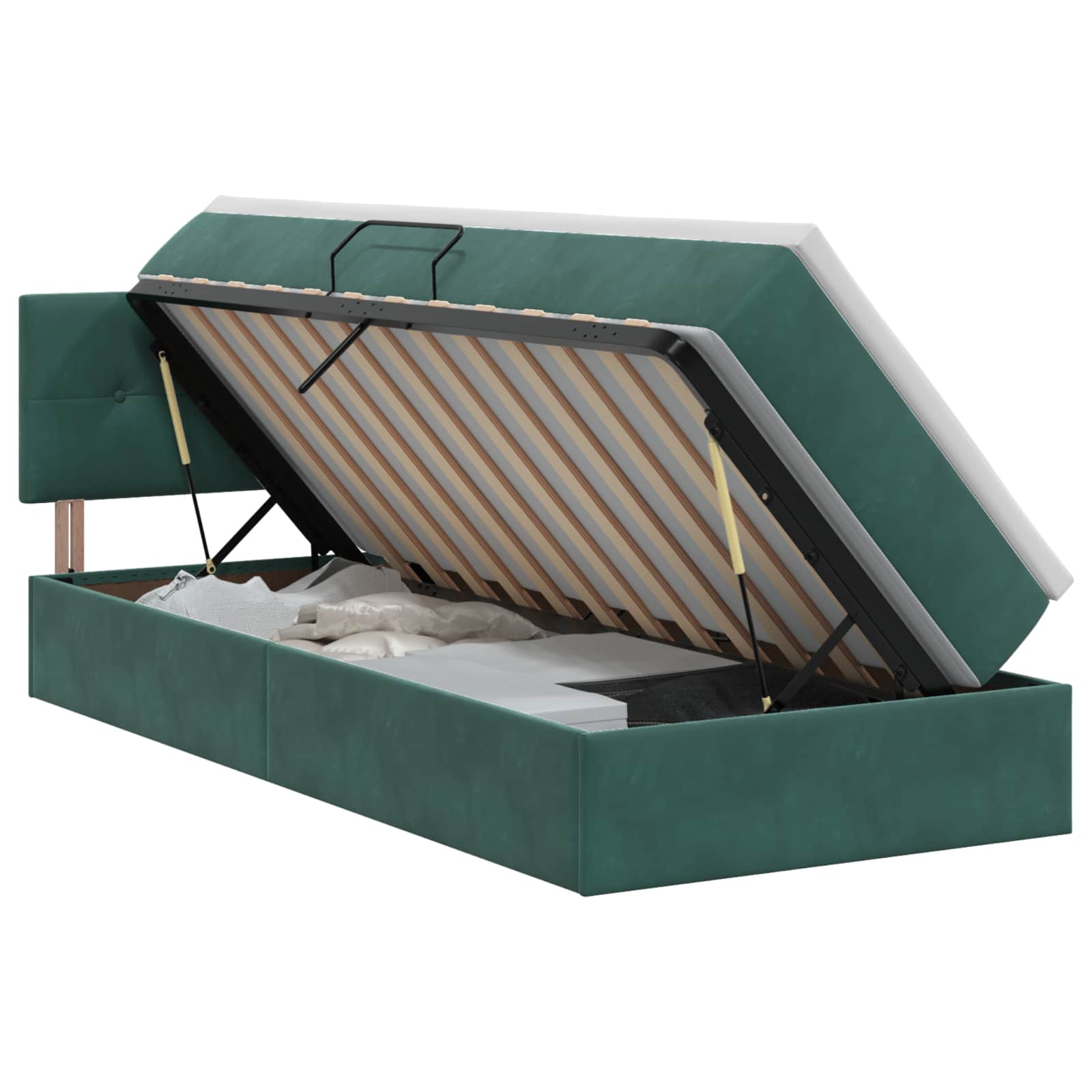 Krevet s od storage Tamnozelena 100 x 200 cm Baršun