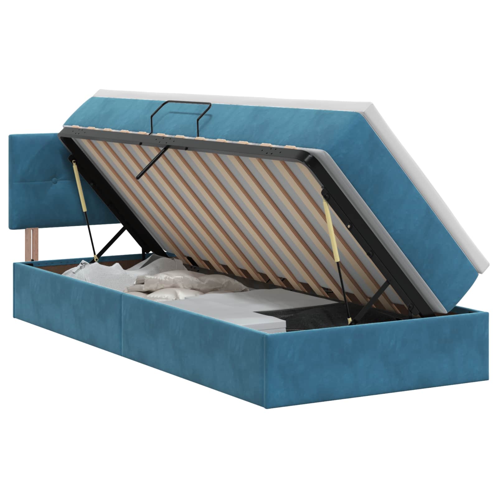 Krevet s od storage Tamno plava 100 x 200 cm Baršun
