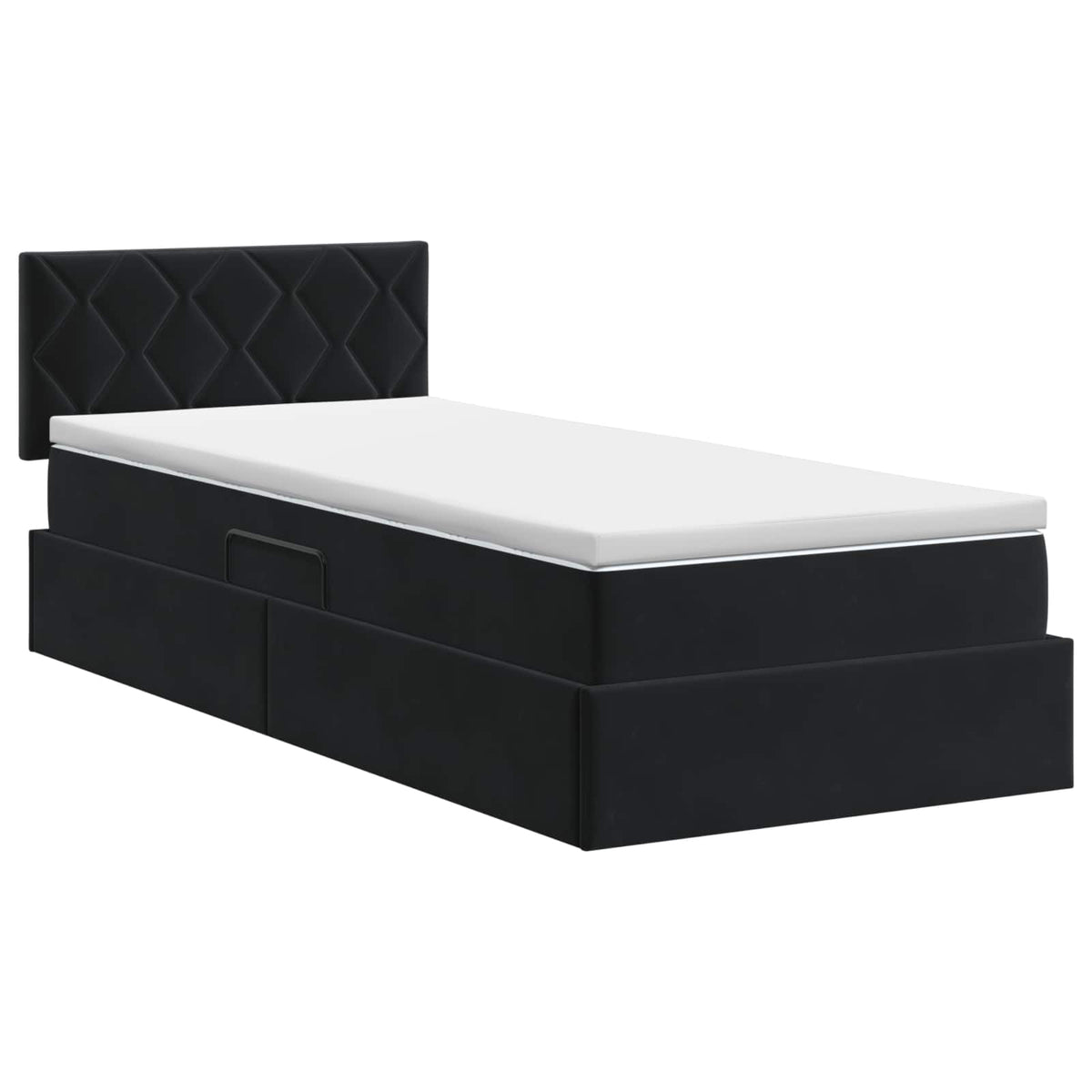 Krevet s od storage s uzglavljem Crna 90 x 190 cm Baršun
