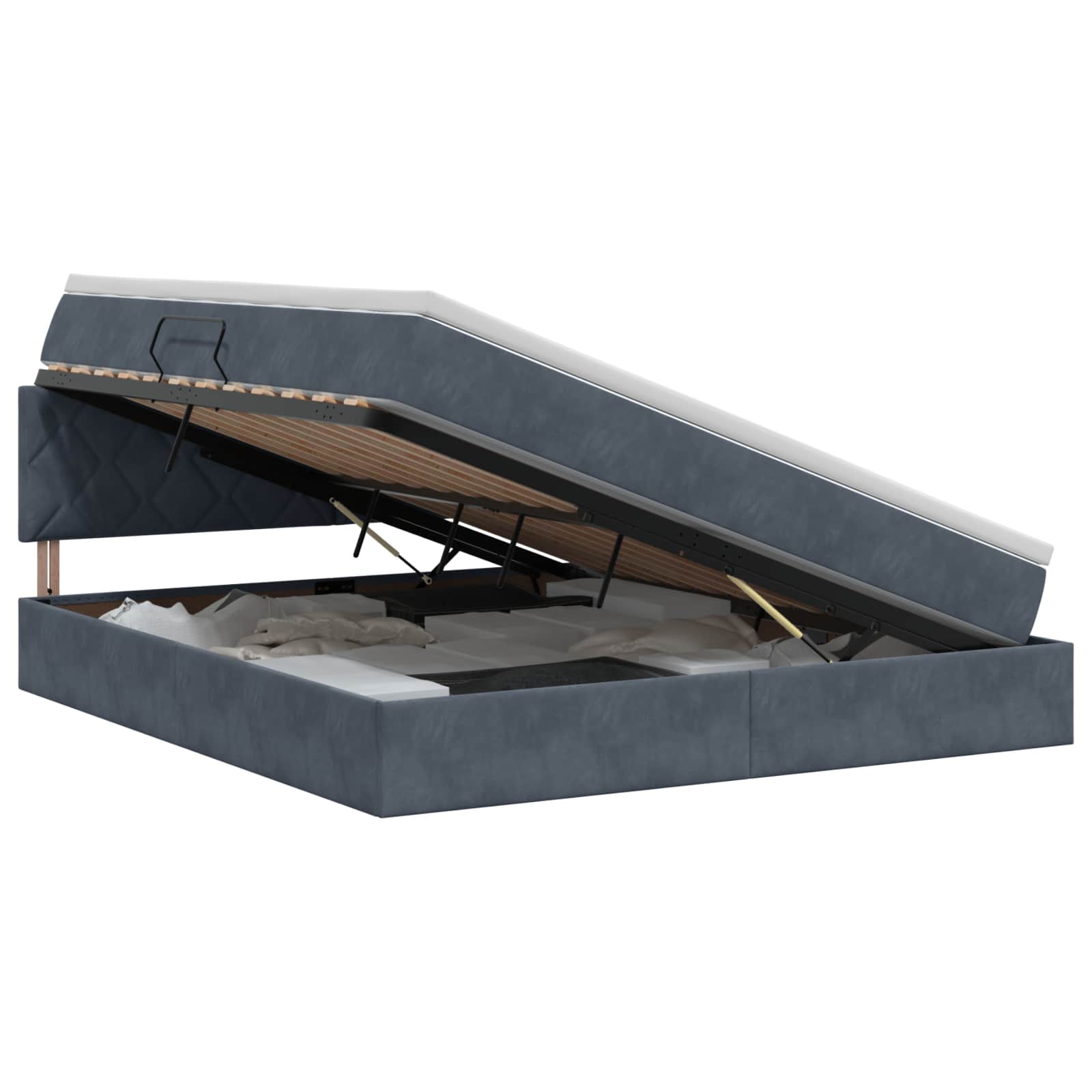 Krevet s od storage s uzglavljem Tamnosiva 140 x 190 cm Baršun