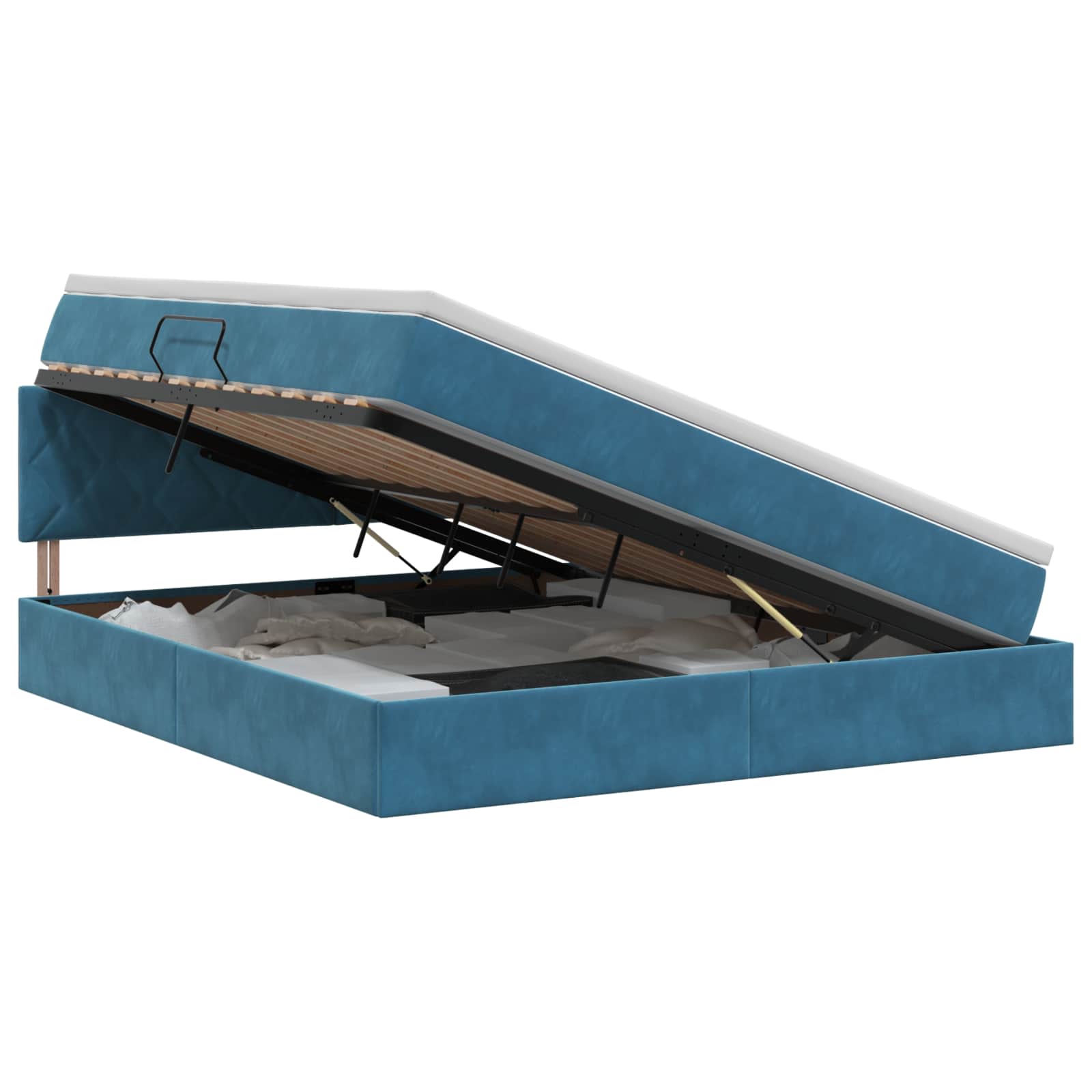 Krevet s od storage Tamno plava 160 x 200 cm Baršun
