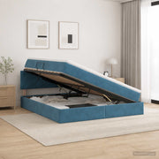 Krevet s od storage Tamno plava 160 x 200 cm Baršun