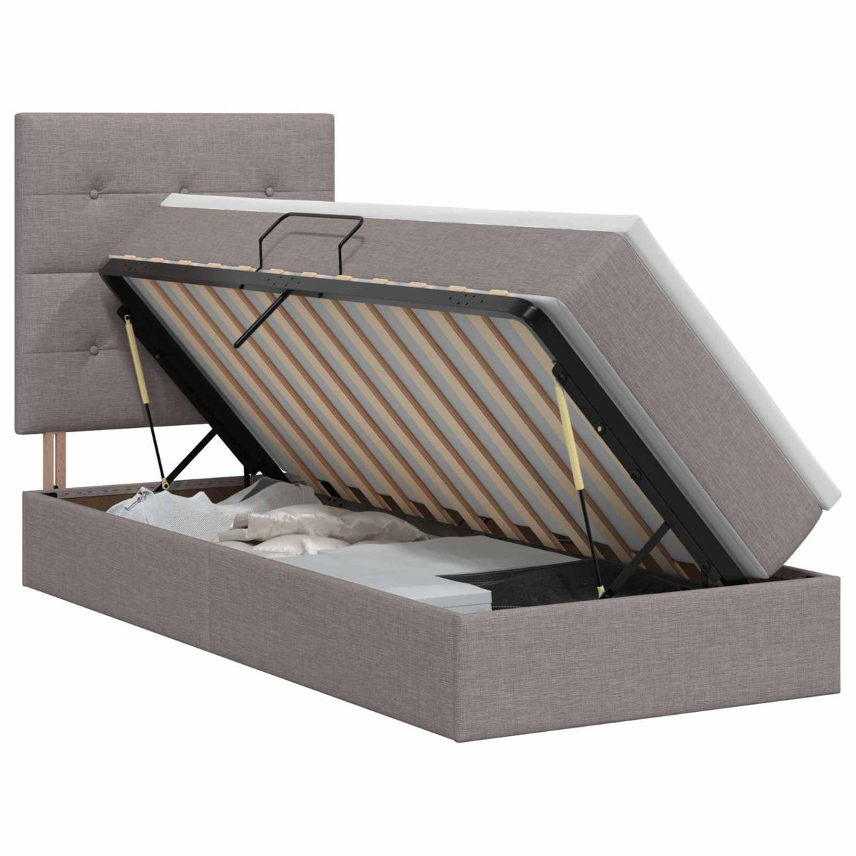 Krevet s madracem i skladištem Sivosmeđa 100 x 200 cm tkanina