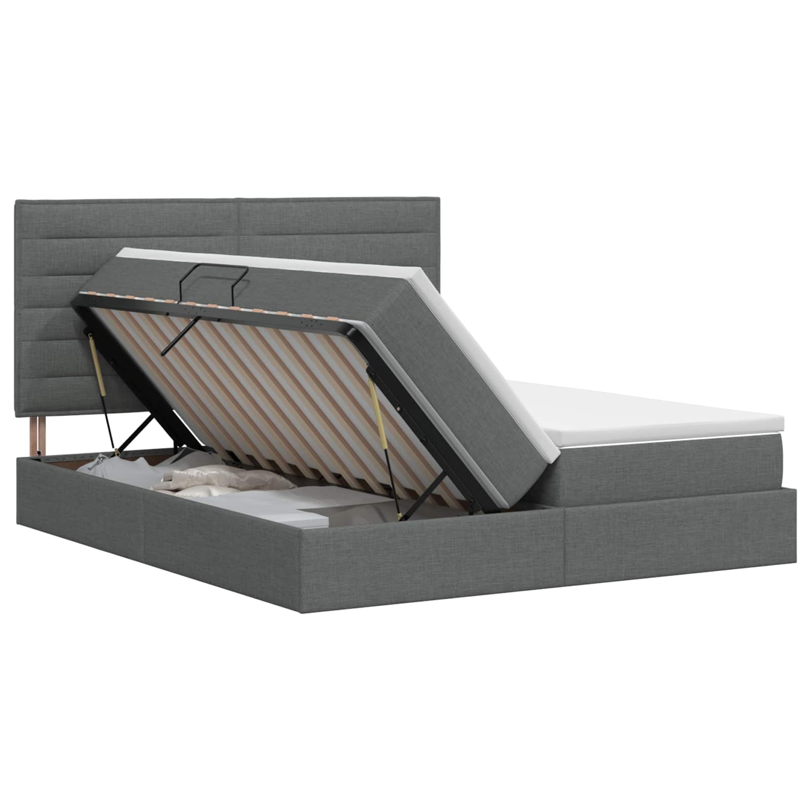 Krevet s od storage s uzglavljem Tamnosiva 200 x 200 cm Tkanina