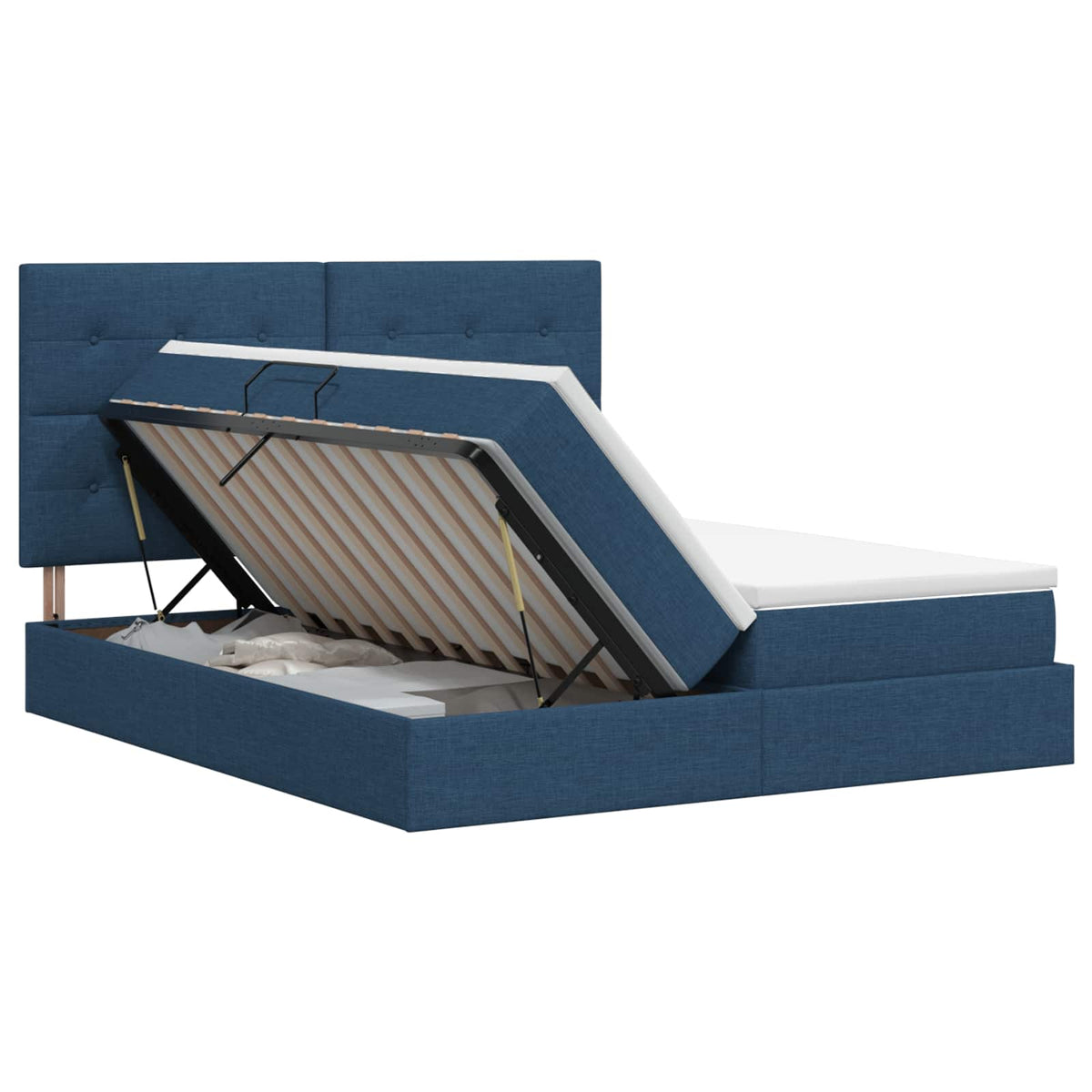 Krevet s od storage s uzglavljem Plava 180 x 200 cm Tkanina