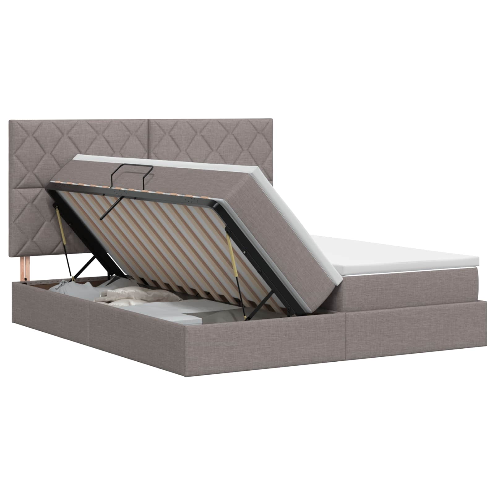 Krevet s od storage s uzglavljem Sivosmeđa 200 x 200 cm Tkanina