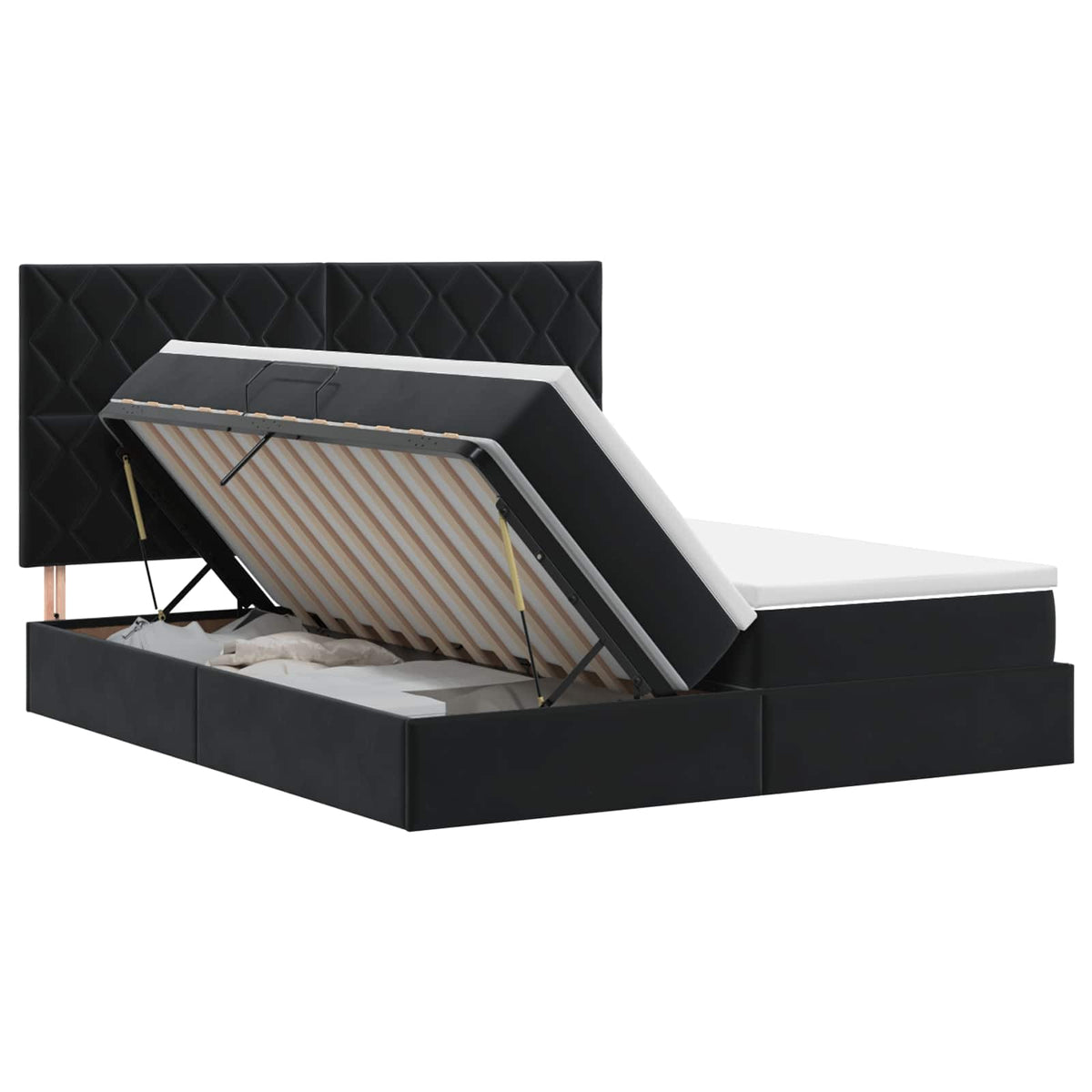 Krevet s od storage s uzglavljem Crna 200 x 200 cm Baršun