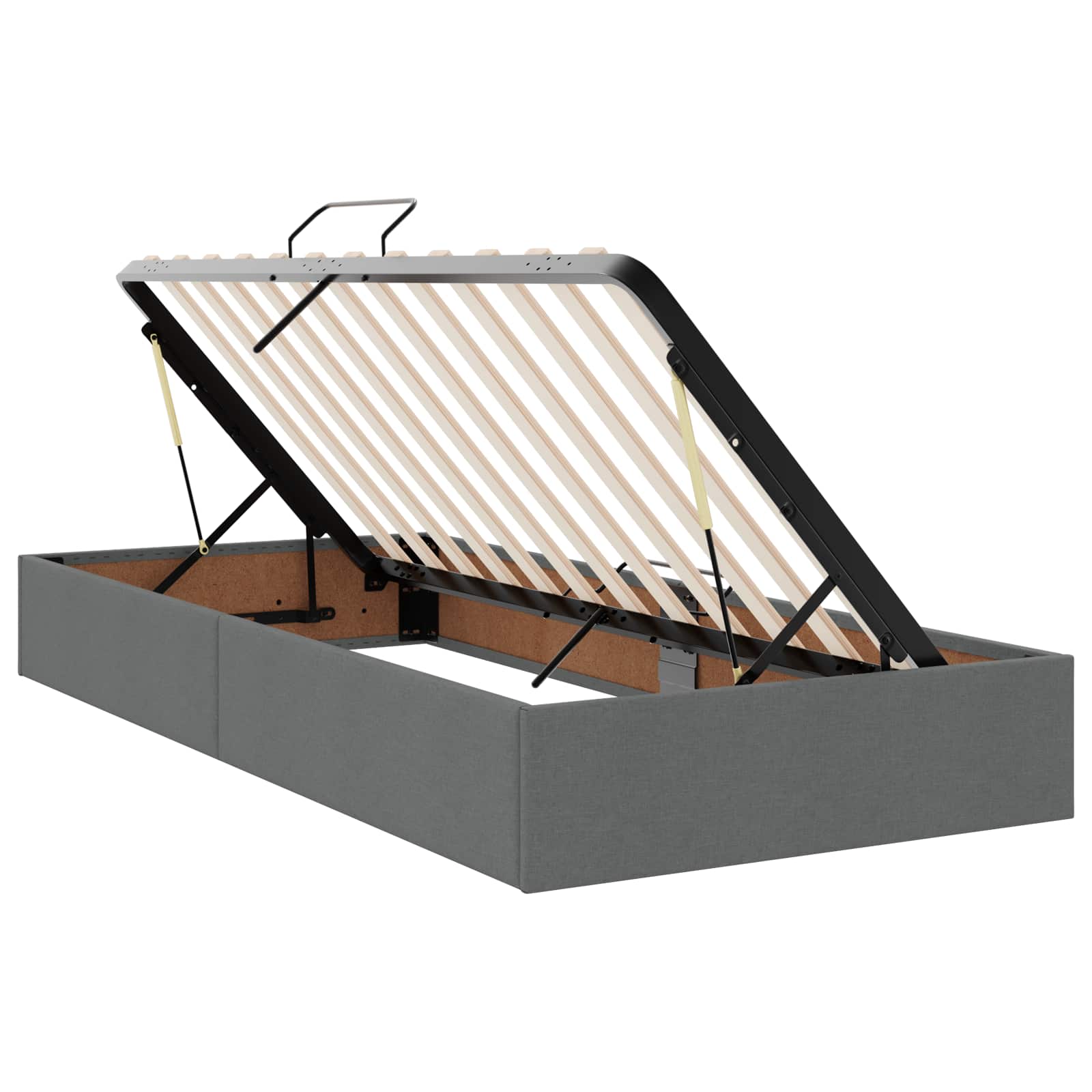 LED krevet za pohranu s madracem Tamnosiva 90 x 200 cm Tkanina