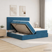 Krevet s od storage s pohranom Tamno plava 200 x 200 cm Baršun