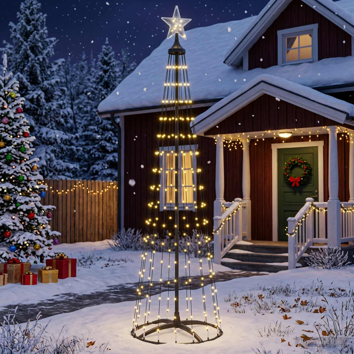 Stožasto LED božićno drvce 470 LED lampica Čelik