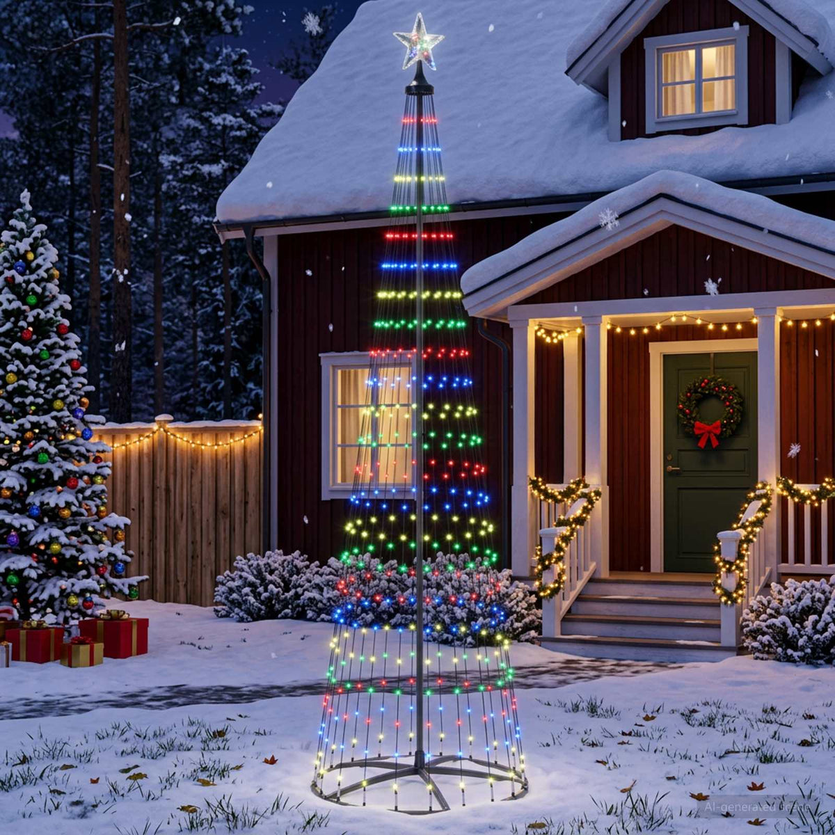 Stožasto LED božićno drvce 470 LED lampica Čelik
