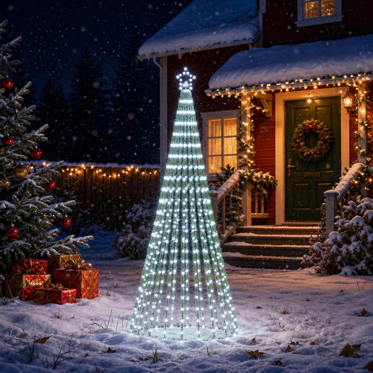 LED božićno drvce 1028 LED lampica Višebojno Čelik Crna