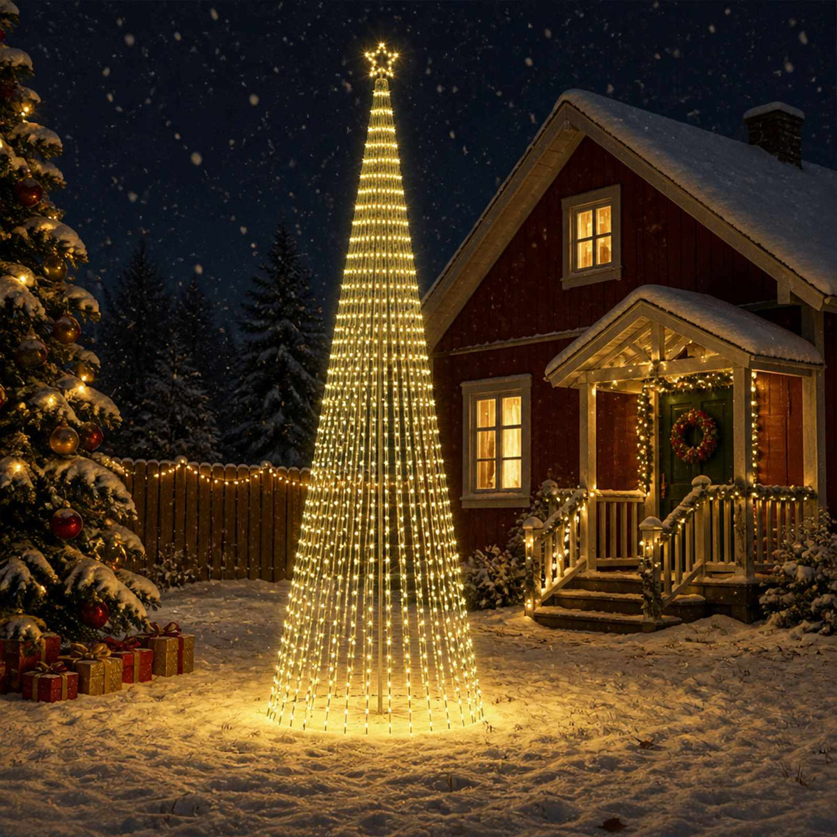 LED božićno drvce 1028 LED lampica Višebojno Čelik Crna