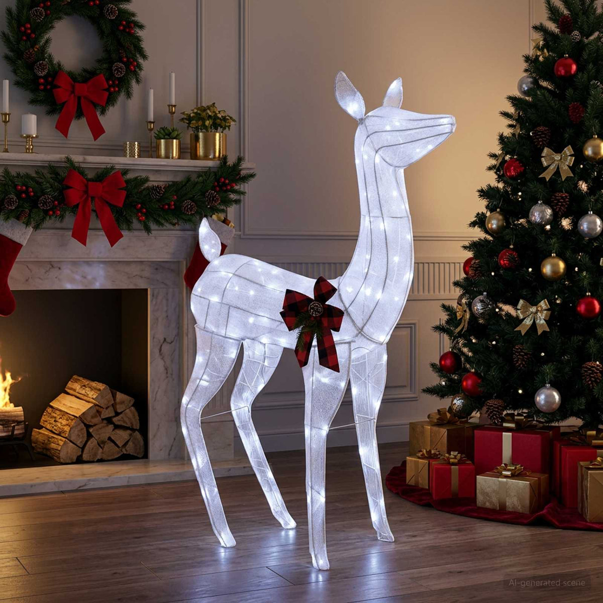 3D Božićni irvas LOVIISA 200 LED lampica Topla bijela