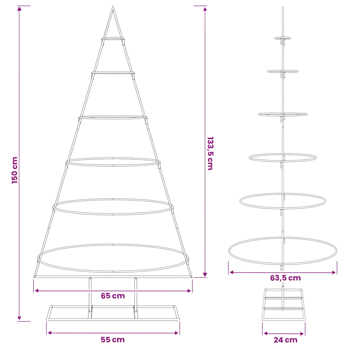 Metalno božićno drvce sa stalkom KUOPIO 150 cm Čelik Bijela