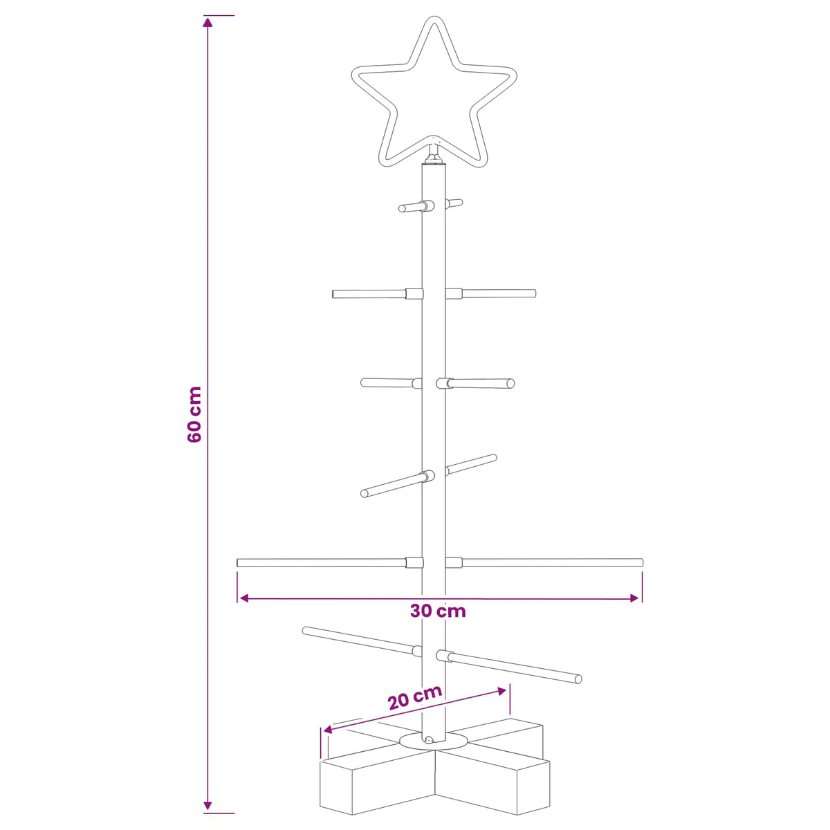 Metalno božićno drvce sa stalkom KUOPIO 60 cm Čelik Zlatno