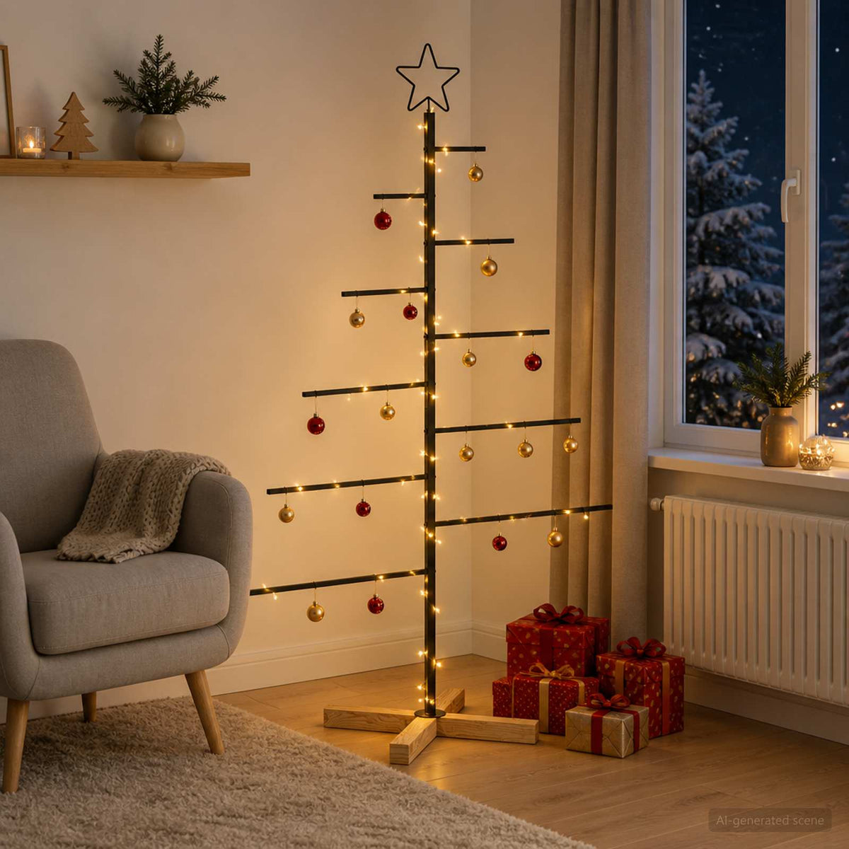 Metalna božićna jelka KUOPIO 125 cm Čelik Crna