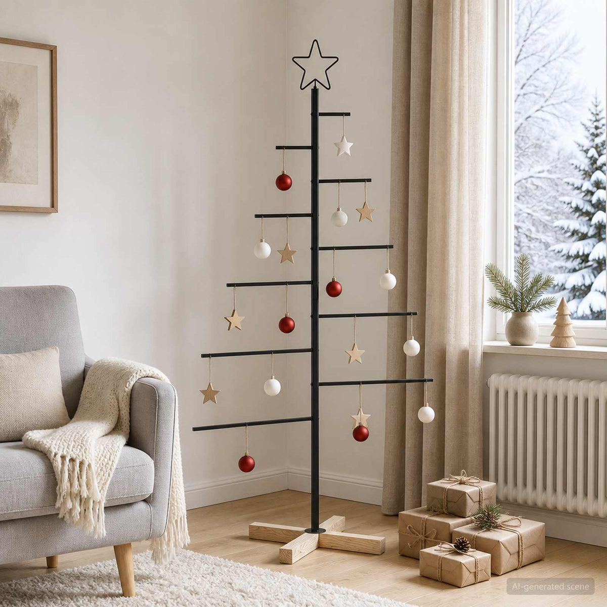 Metalna božićna jelka KUOPIO 125 cm Čelik Crna