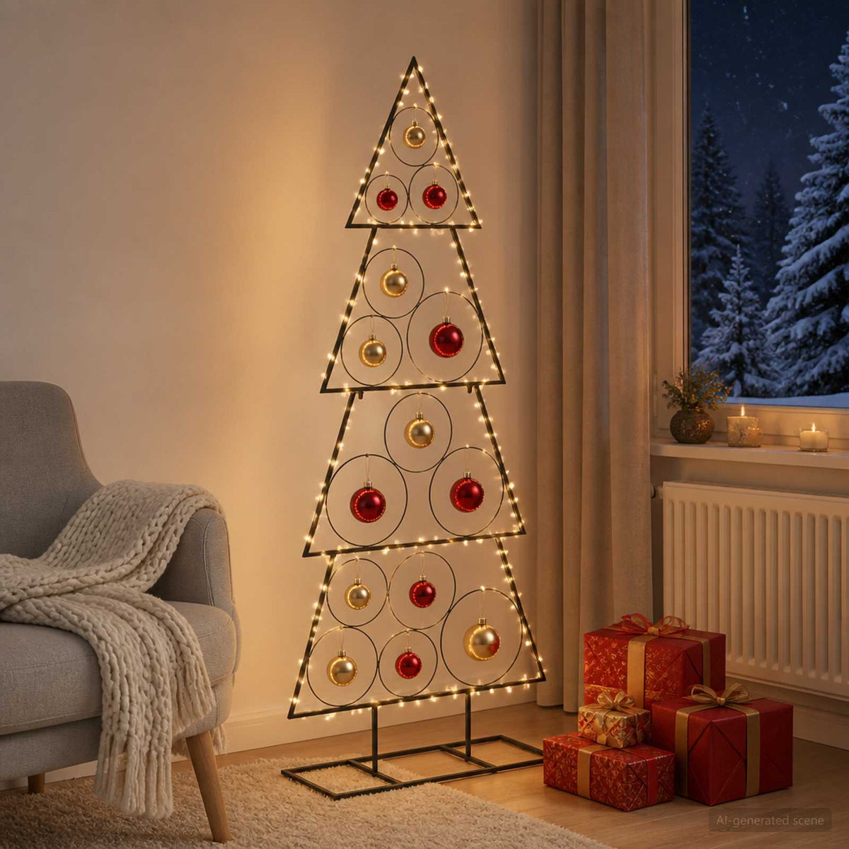 Metalna božićna jelka KUOPIO 125 cm Čelik Crna
