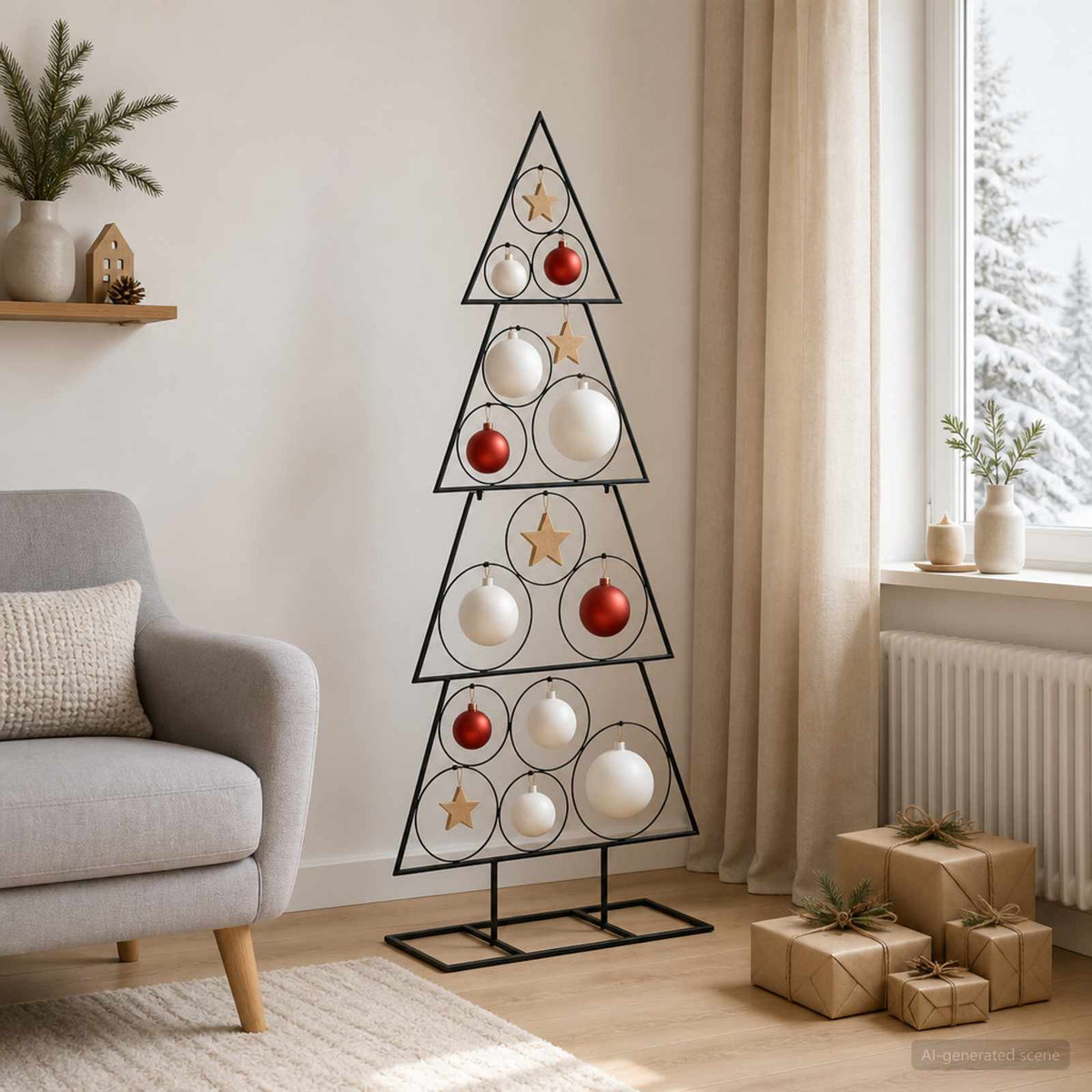 Metalna božićna jelka KUOPIO 125 cm Čelik Crna