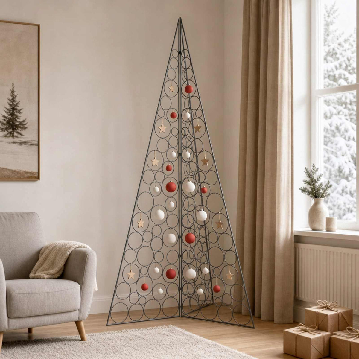 Metalna božićna jelka KUOPIO 210 cm Čelik Crna