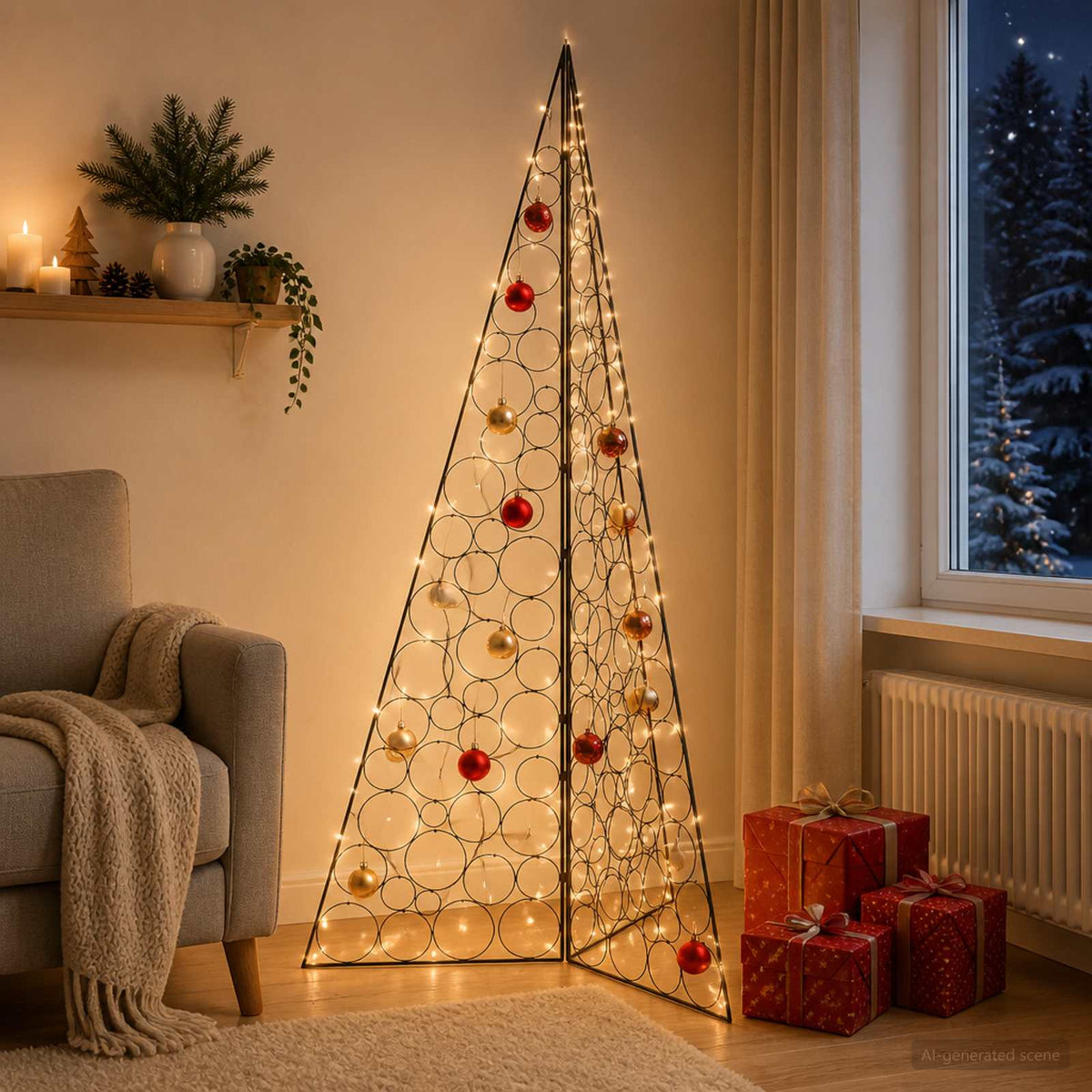 Metalna božićna jelka KUOPIO 210 cm Čelik Crna