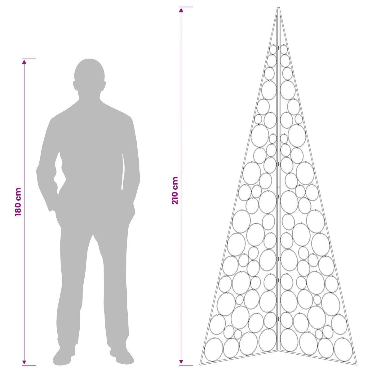 Metalna božićna jelka KUOPIO 210 cm Čelik Crna