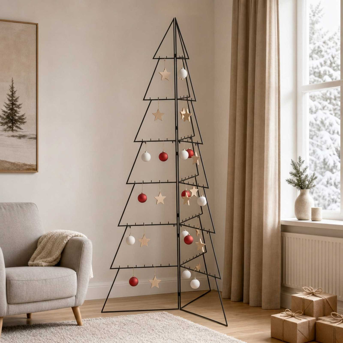 Metalna božićna jelka KUOPIO 210 cm Čelik Crna