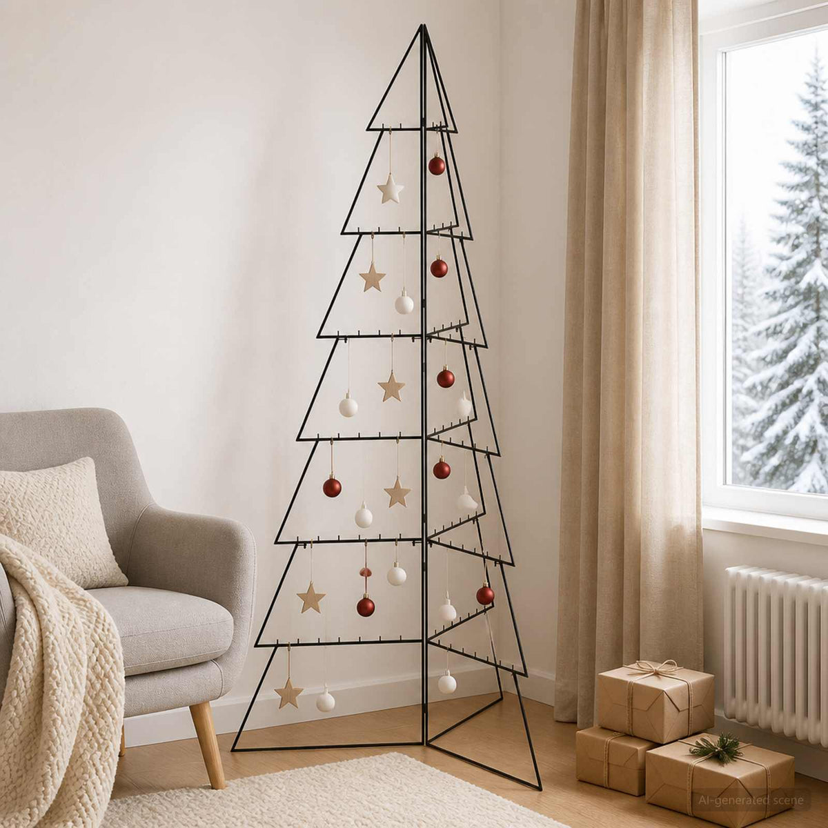 Metalna božićna jelka KUOPIO 210 cm Čelik Crna