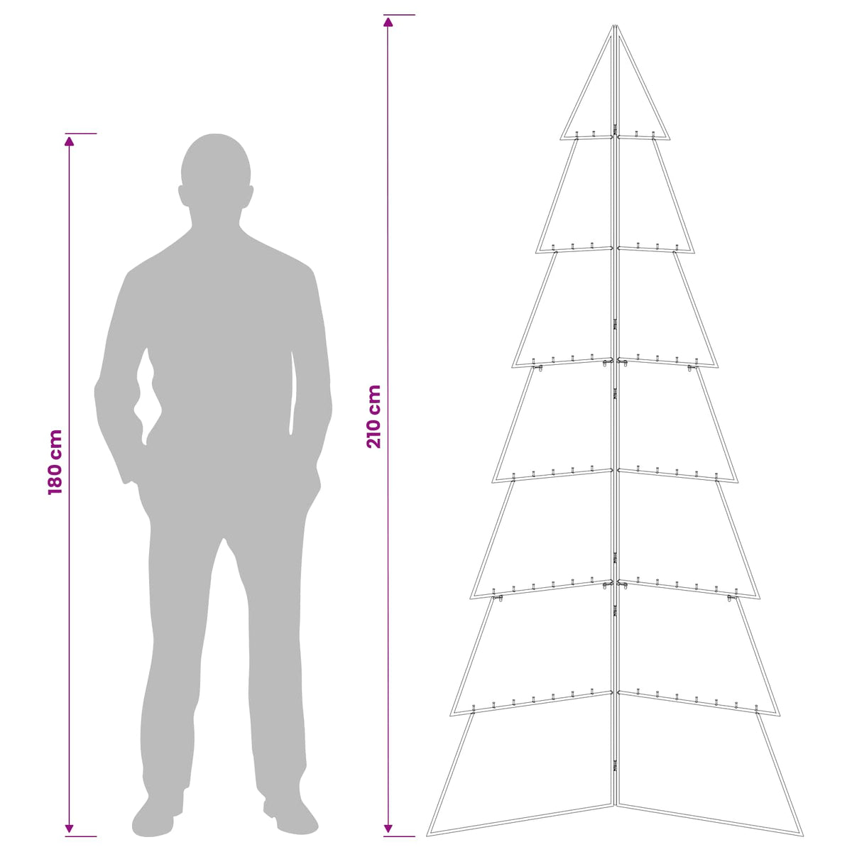 Metalna božićna jelka KUOPIO 210 cm Čelik Zlatno