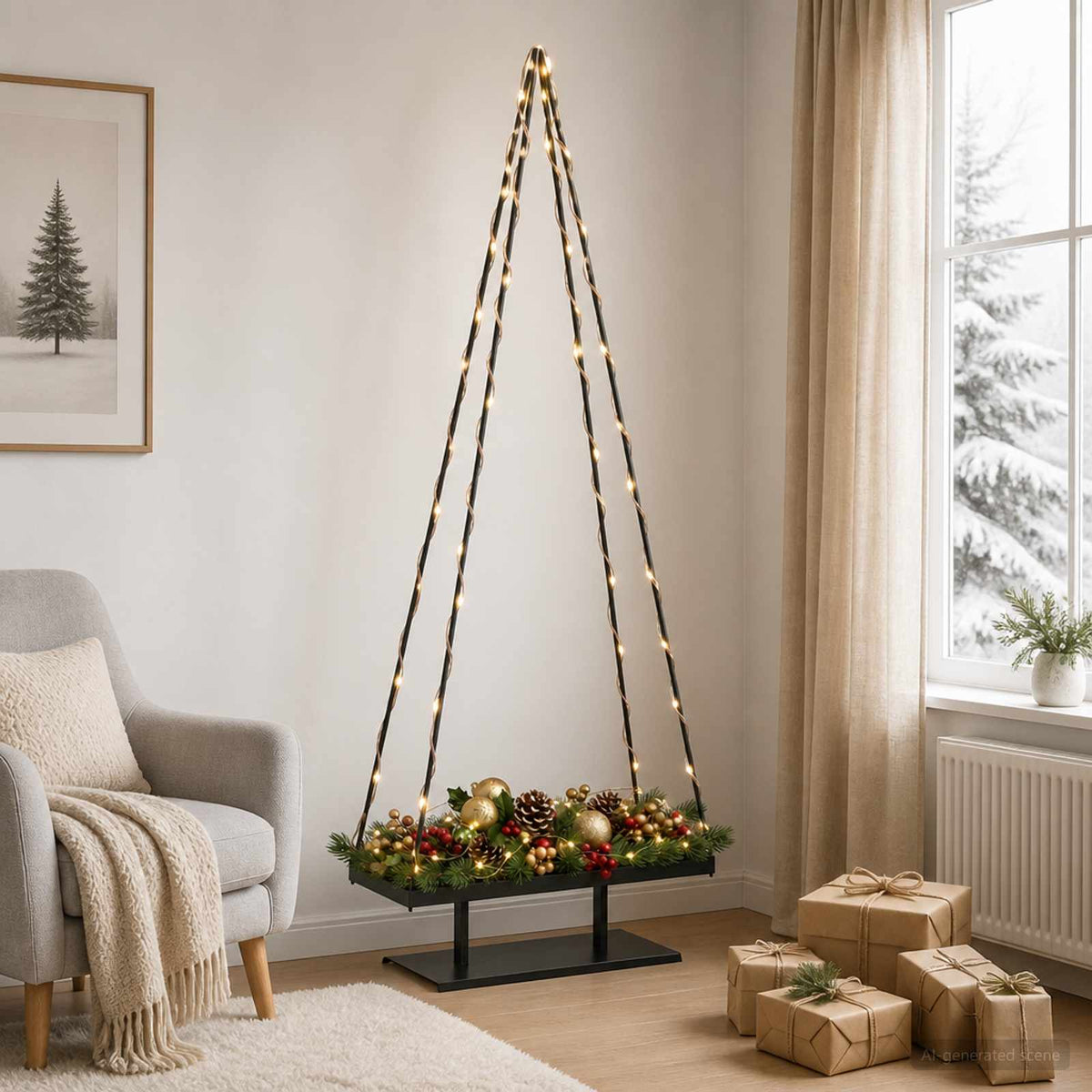 Metalna božićna jelka KUOPIO 210 cm Čelik Crna