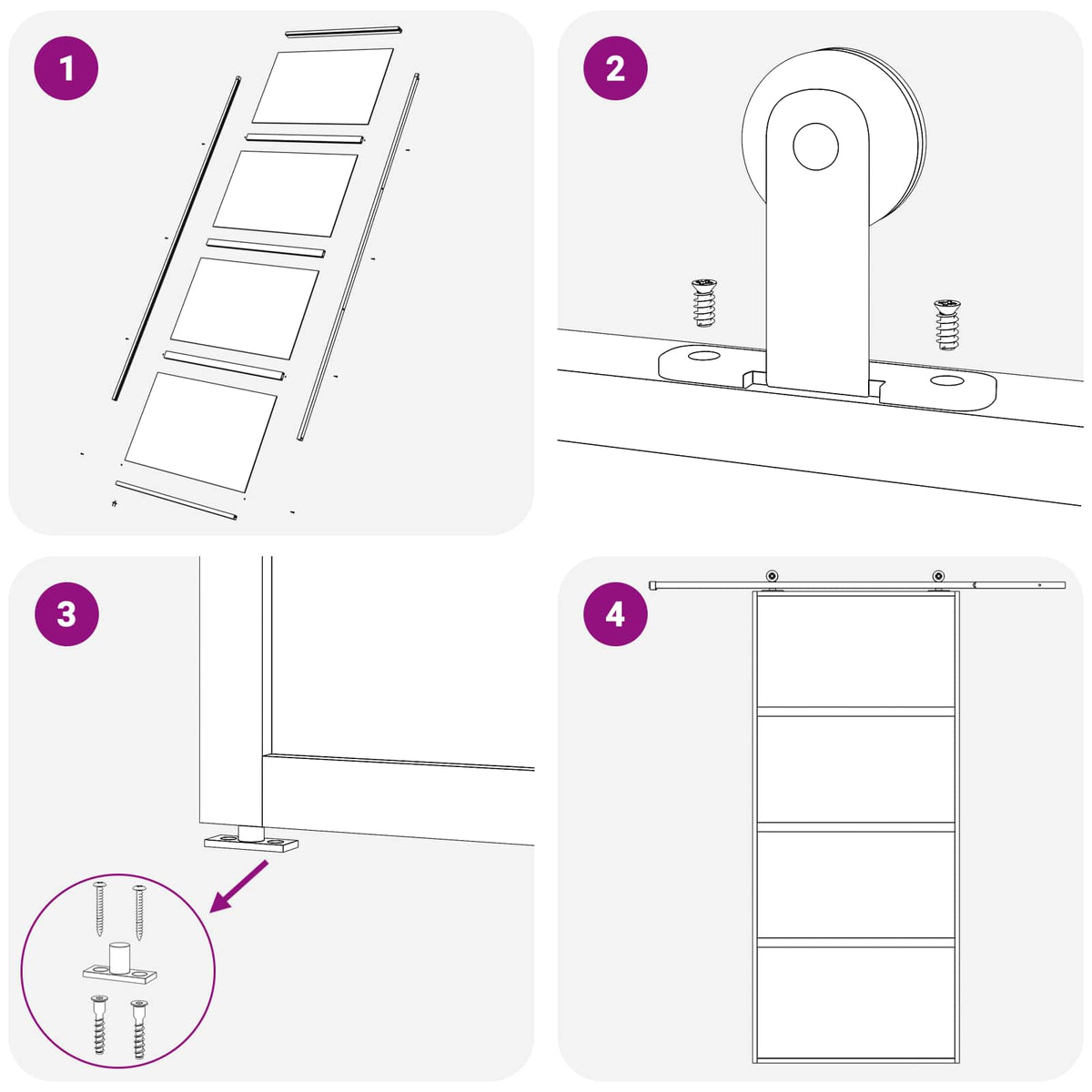Klizna vrata 90 x 205 cm Kaljeno Staklo i Aluminij