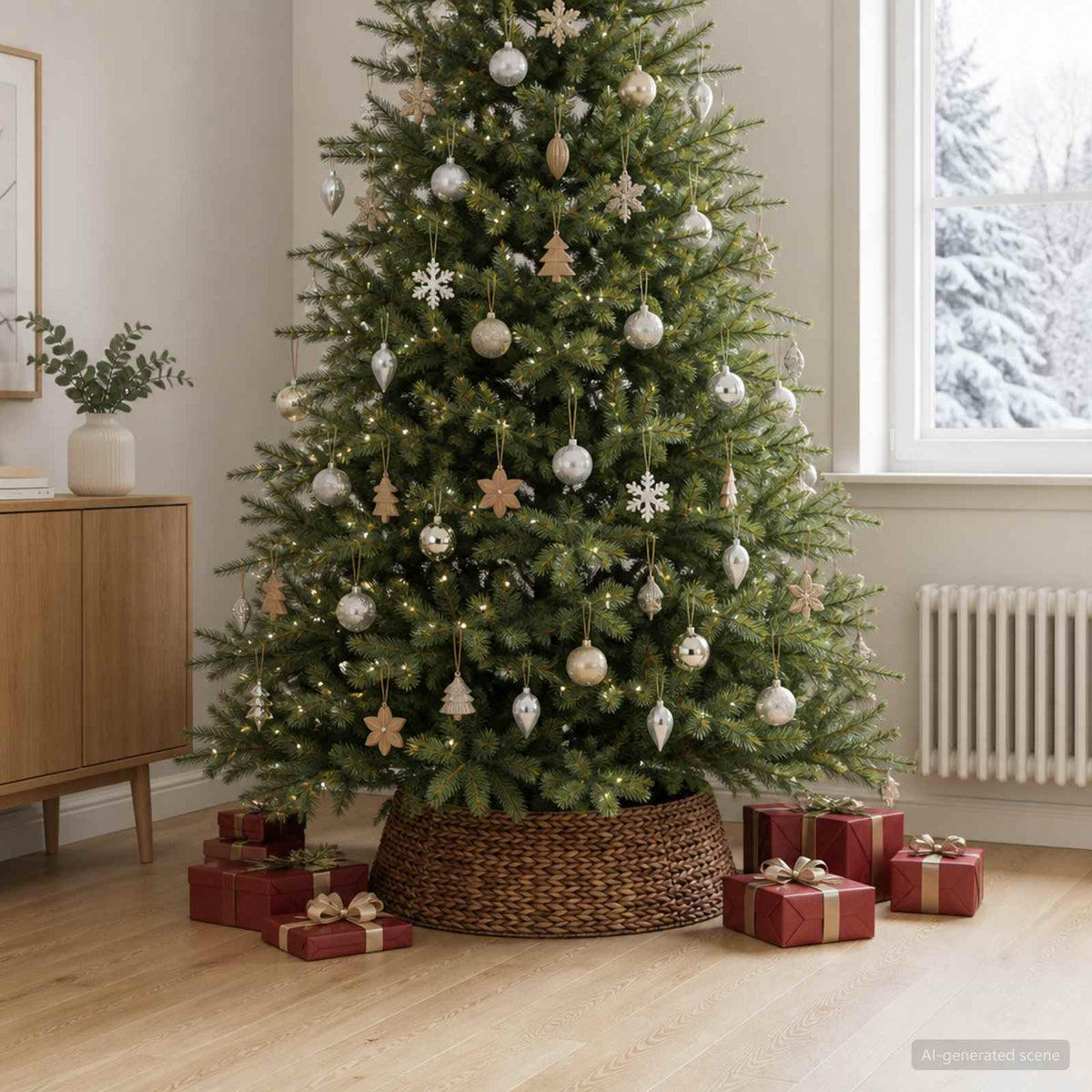 Ogrlica za božićno drvce Kružni Smeđa Promjer 105 x 28 cm