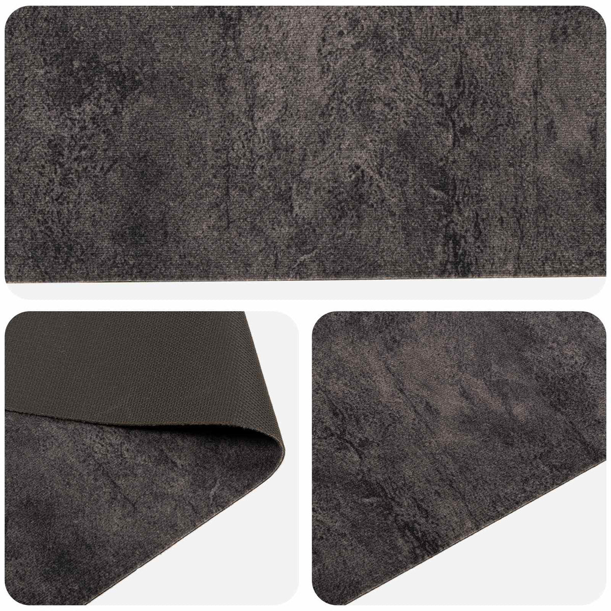 Kuhinjski Tepih crni beton 150 x 45 cm 100% poliamid