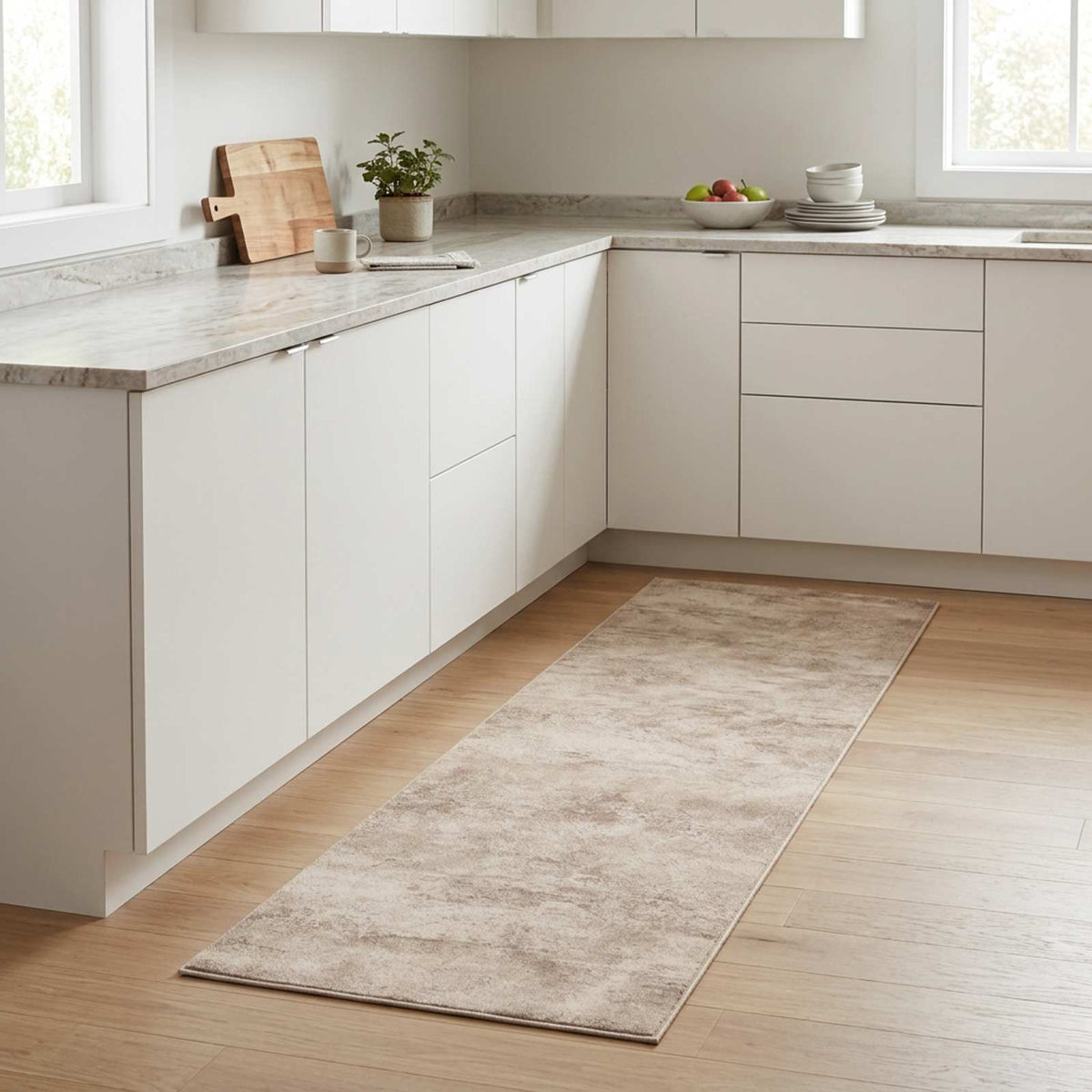 Kuhinjski Tepih Bež beton 300 x 60 cm 100% poliamid