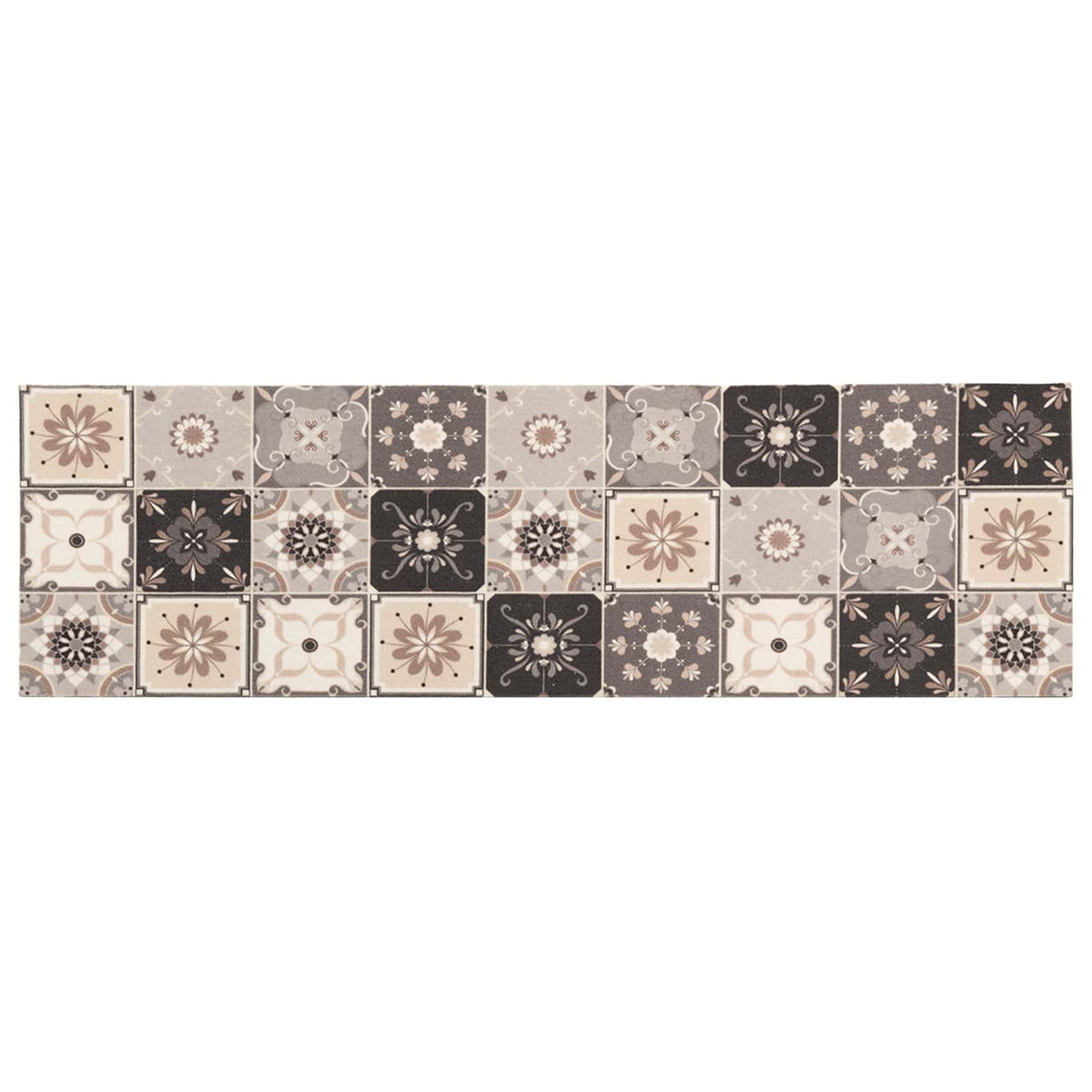 Kuhinjski Tepih Siva i bež mozaik 180 x 60 cm 100% poliamid