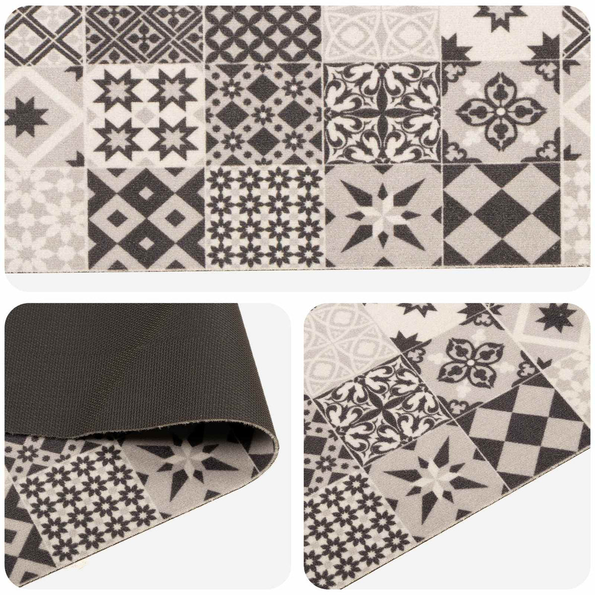 Kuhinjski Tepih sivi mozaik 150 x 45 cm 100% poliamid