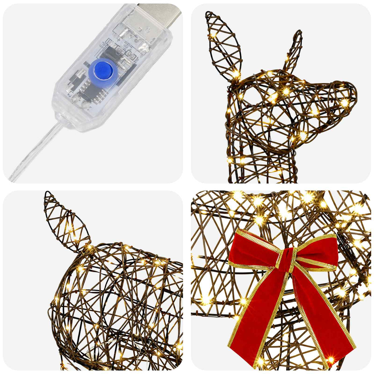 3D Božićni irvas LOVIISA 110 LED lampica Topla bijela